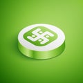 Isometric Jainism icon isolated on green background. White circle button. Vector Illustration Royalty Free Stock Photo