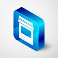 Isometric Jam jar icon isolated on grey background. Blue square button. Vector Royalty Free Stock Photo