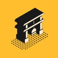 Isometric Japan Gate icon isolated on yellow background. Torii gate sign. Japanese traditional classic gate symbol Royalty Free Stock Photo