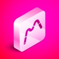 Isometric Jelly worms candy icon isolated on pink background. Silver square button. Vector