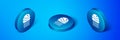 Isometric Jellyfish icon isolated on blue background. Blue circle button. Vector