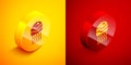 Isometric Jellyfish icon isolated on orange and red background. Circle button. Vector