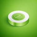 Isometric Jellyfish on a plate icon isolated on green background. White circle button. Vector.