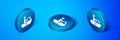 Isometric Jet ski icon isolated on blue background. Water scooter. Extreme sport. Blue circle button. Vector Royalty Free Stock Photo