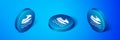Isometric Jet ski icon isolated on blue background. Water scooter. Extreme sport. Blue circle button. Vector Royalty Free Stock Photo