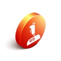 Isometric Joystick for arcade machine icon isolated on white background. Joystick gamepad. Orange circle button. Vector