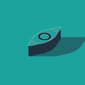 Isometric Kayak and paddle icon isolated on green background. Kayak and canoe for fishing and tourism. Outdoor