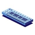 Isometric keyboard musical instrument. Electric synthesizer isolated on white background. 3d design element