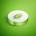 Isometric Kheer in a bowl icon isolated on green background. Traditional Indian food. White circle button. Vector