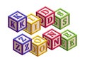 Isometric Kids Blocks with Phrase `Kids Zone