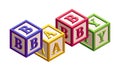 Isometric Kids Blocks With Word `Baby`