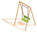 Isometric kids playground item. Isolated icon of play equipment for children, swing. Sports equipment element. Vector Royalty Free Stock Photo
