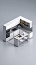 Isometric Kitchen Design with Island Seating and Sleek Appliances for Modern Home Decor Royalty Free Stock Photo