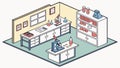 Isometric Kitchen or Workspace Interior, vector design Generative AI Royalty Free Stock Photo