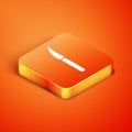 Isometric Knife icon isolated on orange background. Cutlery symbol. Vector Illustration