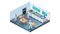 Isometric laboratory with scientists, symbolizing research and discovery. vector design Generative AI Royalty Free Stock Photo