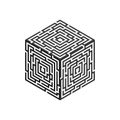 Isometric labyrinth cube, for logo, business concept, infographic template.