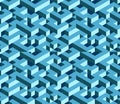 Seamless isometric labyrynth. Abstract vector pattern