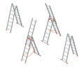 Isometric ladder. Set of various ladders on the white background