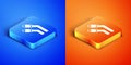 Isometric LAN cable network internet icon isolated on blue and orange background. Square button. Vector Royalty Free Stock Photo