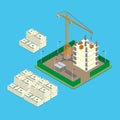 Isometric land price value business money flat 3d