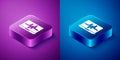 Isometric Laptop with cardiogram icon isolated on blue and purple background. Monitoring icon. ECG monitor with heart Royalty Free Stock Photo