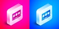 Isometric Laptop with password notification icon isolated on pink and blue background. Security, personal access, user Royalty Free Stock Photo