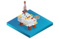 Isometric Large Offshore oil rig drilling platform. Platform for production oil and gas, Oil and gas industry and hard Royalty Free Stock Photo