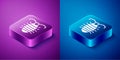 Isometric Larva insect icon isolated on blue and purple background. Square button. Vector