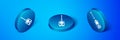 Isometric Laser distance measurer icon isolated on blue background. Laser distance meter measurement equipment. Blue