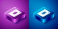 Isometric Law book icon isolated on blue and purple background. Legal judge book. Judgment concept. Square button. Vector