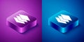 Isometric Layers clothing textile icon isolated on blue and purple background. Element of fabric features. Square button