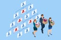 Isometric Layoffs and Dismissal. Workforce Reduction, Downsizing, Reorganization, Restructuring, Outsourcing