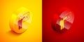 Isometric Leader of a team of executives icon isolated on orange and red background. Circle button. Vector