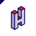 Isometric letter H logo. Abstarct and simple vector logotype