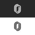 Isometric letter O initial or number zero monogram, creative 3d door logo, smooth perspective shape linear design template