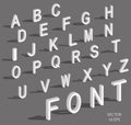 Isometric letters with falling shadow.