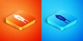 Isometric Light emitting diode icon isolated on orange and blue background. Semiconductor diode electrical component Royalty Free Stock Photo