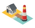 Isometric lighthouse. Building 3d icon