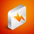 Isometric Lightning bolt icon isolated on orange background. Flash sign. Charge flash icon. Thunder bolt. Lighting Royalty Free Stock Photo