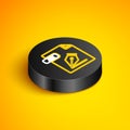 Isometric line AI file document. Download ai button icon isolated on yellow background. AI file symbol. Black circle Royalty Free Stock Photo