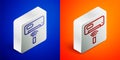 Isometric line Air conditioner icon isolated on blue and orange background. Split system air conditioning. Cool and cold Royalty Free Stock Photo
