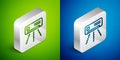 Isometric line Air conditioner icon isolated on green and blue background. Split system air conditioning. Cool and cold Royalty Free Stock Photo