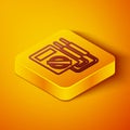 Isometric line Ampere meter, multimeter, voltmeter icon isolated on orange background. Instruments for measurement of