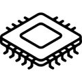 Isometric line art icon of a computer microprocessor chip Royalty Free Stock Photo