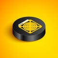 Isometric line ASIC Miner icon isolated on yellow background. Cryptocurrency mining equipment and hardware. Application Royalty Free Stock Photo