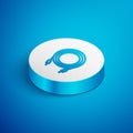 Isometric line Audio jack icon isolated on blue background. Audio cable for connection sound equipment. Plug wire Royalty Free Stock Photo