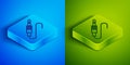 Isometric line Audio jack icon isolated on blue and green background. Audio cable for connection sound equipment. Plug Royalty Free Stock Photo