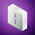 Isometric line Audio jack icon isolated on purple background. Audio cable for connection sound equipment. Plug wire Royalty Free Stock Photo