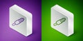 Isometric line Audio jack icon isolated on purple and green background. Audio cable for connection sound equipment. Plug Royalty Free Stock Photo